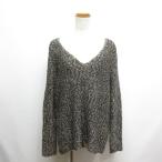 ザラ ZARA 長袖 Vネック ミックスニット プルオーバー S ネイビー系 ローゲージ カットソー レディース