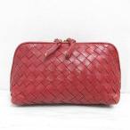 ボッテガヴェネタ BOTTEGA VENETA ポーチ ケース イントレチャート レザー 赤 レッド 化粧 コスメ 132534 レディース