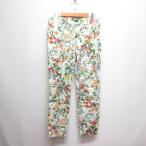  Zara u- man ZARA WOMAN цветочный принт укороченные брюки M "теплый" белый стрейч хлопок боковой застежка-молния женский 