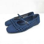  Zara ZARA прекрасный товар пряжка имеется вязаный балетки 35 22.5cm голубой Flat сетка обувь женский 