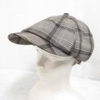 グレースハット Grace Hats グレンチェック柄 ハンチング キャップ 帽子 グレーブラウン 裏地付き メンズ レディース