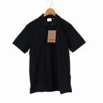 バーバリー BURBERRY ロゴ 刺繍 ポロシャツ S 黒 ブラック ☆AA★ メンズ