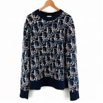 ショッピングdior ディオール Dior ウール オブリーク総柄 ニット セーター L マルチカラー ブルー系 ☆AA★ メンズ