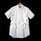 コムデギャルソンブラック COMME des GARCONS BLACK シャツ ボンテージシャツ 1A-B007 半袖 AD2017 XL 白 ホワイト 美品 メンズ