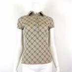 バーバリーブルーレーベル BURBERRY BLUE LABEL シャツ ポロシャツ 半袖 ノバチェック柄 ロゴ 刺繍 M 38 ベージュ 国内正規品 美品