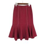 未使用品 ファーファー furfur スカート マーメイド 千鳥格子 ステッチ フレア ペプラム ミモレ丈 ストレッチ M 赤 黒 オフ白 美品