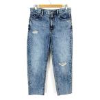 yu Nicross lauchi конический лодыжка джинсы Denim брюки relax конический повреждение woshu обработка 26 индиго голубой 