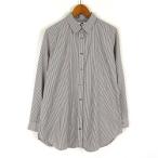 ユニクロ UNIQLO エクストラ ファイン コットン ストライプ ロング シャツ ブラウス 長袖 S 茶 ブラウン 白 ホワイト レディース