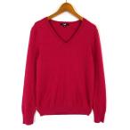 ユニクロ UNIQLO カシミヤ 100％ Vネック セーター ニット 長袖 M レッドピンク レディース