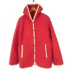  Старая Англия OLD ENGLAND стеганная куртка блузон с хлопком вельвет трубчатая обводка капот длинный рукав S 36 красный бежевый 