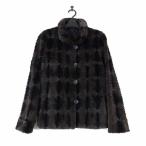 ギラロッシュ Guy Laroche コート 毛皮コート ジャケット リス シェアード シルク リバーシブル F チャコールグレー 黒 美品