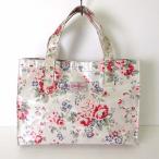ショッピングキャスキッドソン キャスキッドソン Cath Kidston バッグ トートバッグ ナイロン 花柄 PVC コーティング ライトグレー 赤 ピンク 緑 美品 国内正規品