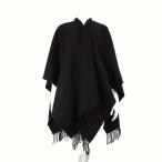  Indivi INDIVI пончо пальто накидка палантин бахрома шерсть F чёрный черный женский 