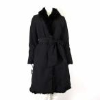 ショッピング毛皮 ストロベリーフィールズ STRAWBERRY-FIELDS コート 毛皮コート リバーシブル ラビットファー ウエストリボン M 黒 ブラック