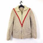 ショッピングカウチン ヴィンテージ VINTAGE 80’S 90’S 希少 カウチン セーター カーディガン ジップアップ 古着 レトロ柄 S アイボリー オレンジ グレー
