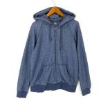  Uniqlo UNIQLO тренировочный полный Zip парка капот хлопок длинный рукав L. голубой женский 