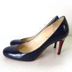 クリスチャンルブタン Christian louboutin パンプス ハイヒール MISS GENA 本革 パテント レザー 35 青紺 ネイビーブルー 赤 22.0cm