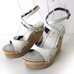 ミュウミュウ miumiu サンダル ウエッジサンダル 厚底 アンクルベルト 本革レザー 36 オフ白 ホワイト 23.0cm くつ 靴 シューズ