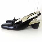 サルヴァトーレフェラガモ Salvatore Ferragamo パンプス ミュール バックストラップ 本革レザー 7 D 黒 ブラック 24.0cm 靴 シューズ