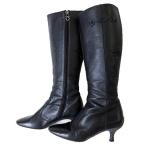 サルヴァトーレフェラガモ Salvatore Ferragamo ブーツ ロングブーツ ガンチーニ 金具  本革 レザー 6.5 C 黒 ブラック 23.5cm くつ 靴