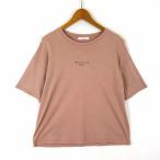 オペークドットクリップ OPAQUE.CLIP オーガニック コットン ロゴ Tシャツ ドロップショルダー 半袖 L 40 オレンジピンク レディース