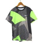  Nike NIKE футболка DRI-FIT dry Fit общий рисунок вырез лодочкой скорость . всасывание короткий рукав M чёрный черный серый lime внутренний стандартный товар мужской 