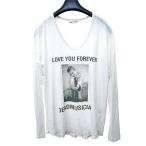 【中古】ラッドミュージシャン LAD MUSICIAN Tシャツ 長袖 フォト プリント Love you forever Uネック ルーズ カットソー 46 M 白 ホワイト K091903 メンズ