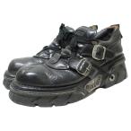 ニューロック NEW ROCK ヴィンテージブーツ ベルトデザイン 靴 シューズ 大きいサイズ 46 約30cm 黒 ブラック IBO53 X メンズ