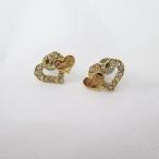 中古 コーチ COACH ピアス ハート スタッド キャッチ ストーン ロゴ文字 ゴールド系 アクセサリー レディース 【ベクトル 古着】