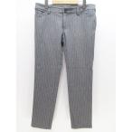 【中古】コムサデモード COMME CA DU MODE ストライプ柄 ロング丈 パンツ 11 灰系 グレー ジップフライ レディース 【ベクトル 古着】