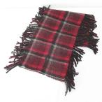 ポロ ラルフローレン POLO RALPH LAUREN ニット マフラー ストール 赤系 レッド チェック フリンジ 毛 ウール レディース