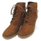 ショッピングforever21 フォーエバー21 FOREVER21 レースアップブーツ チャンキーヒール ステッチ 24.5cm ブラウン 茶系 レディース