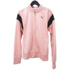 Puma PUMA спорт одежда джерси выставить длинный рукав жакет длинный длина брюки S розовый Zip выше принт талия резина ребра 