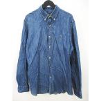 ポロ ラルフローレン POLO RALPH LAUREN 長袖 デニム シャツ XL 青系 ブルー 刺繍 加工 ボタンダウン メンズ