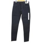 未使用品 ユニクロ UNIQLO ロング丈 デニムパンツ ジーンズ ウルトラストレッチ スキニー フィット テーパード 31 青系 ブルー ジップフラ
