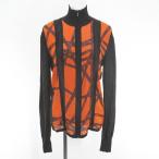 ショッピングエルメス エルメス HERMES ゴルチエ期 ボルデュック柄 ドライバーズ 長袖 カーディガン ニット 絹 シルク カシミヤ ME オレンジ系 イタリア製 ジップ