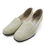  салон do серый SALON DE GRES опера обувь стразы трубчатая обводка бежевый замша 22cm 3E сделано в Японии женский 