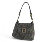 フェンディ FENDI ショルダーバッグ ズッカ柄 ゴールド金具 ブラウン 茶系 キャンバス レザー レディース