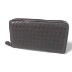 ボッテガヴェネタ BOTTEGA VENETA 長財布 ラウンドファスナー イントレチャート ブラウン 茶系 レザー イタリア製 メンズ レディース