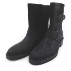 サルトル SARTORE エンジニアブーツ ミドル 37 ブラック 黒系 スエード  イタリア製 レディース