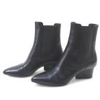 サルヴァトーレフェラガモ Salvatore Ferragamo サイドゴアブーツ ショートブーツ 6 ブラック 黒系 レザー イタリア製 レディース