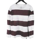 アメリカンイーグル AMERICAN EAGLE ボーダー 長袖 Tシャツ カットソー ロンT XS ボルドー系 ワインレッド メンズ