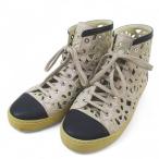 ショッピングシャネル シャネル CHANEL ハイカットスニーカー レースココマーク ベージュ 黒 レザー イタリア製 カットワーク レディース