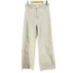 ショッピングzara ザラ ZARA デニムパンツ ジーンズ ワイドパンツ ジップフライ 36 ベージュ系 カットオフ 無地 レディース