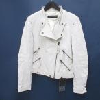 未使用品 ザラウーマン ZARA WOMAN レザージャケット 革ジャン S 白系 ホワイト ジップアップ 裏地 タグ付 レディース