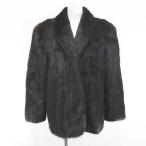 毛皮コート ジャケット ミディアム丈 ミンクファー 13 茶系 ブラウン ホック 裏地 レディース