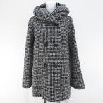  Lowrys Farm LOWRYS FARM тысяч птица .. большой капот пальто средний длина M чёрный серия черный с хлопком двойной кнопка подкладка женский 