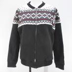 ショッピング柄 ウエアハウス WAREHOUSE 雪柄 長袖 スウェット トレーナー 38 黒系 ブラック ジップアップ 裏起毛 リブ 日本製 メンズ