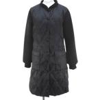 ショッピングau 未使用品 アンリックオーブルー AN LIC AU BLUE！ ダウン ジャケット ロング丈 11 黒系 ブラック 切替 V字 キルティング ボタン 裏地 タグ