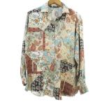 ショッピングzara ザラ ZARA 長袖 シャツ M ベージュ系 花柄 総柄 とろみ メンズ